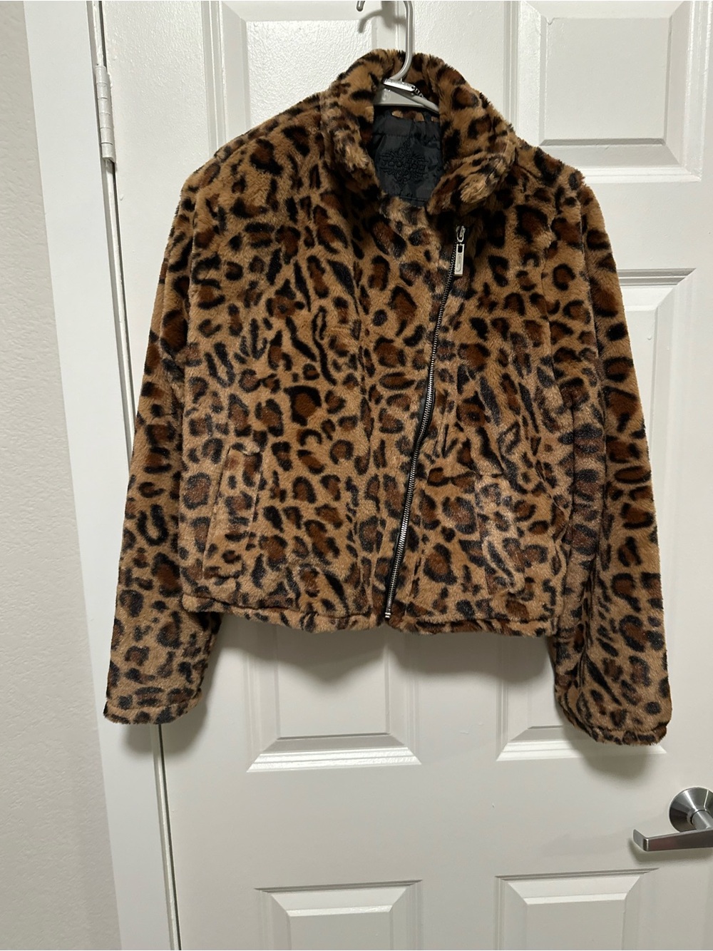 Jou Jou Leopard Print Faux Fur Jacket in Brown and Black - Picture 1 of 5